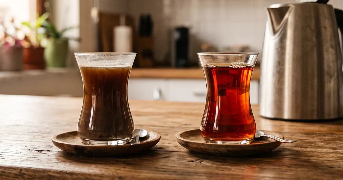 Musluk suyu ile demlenen çay ve arıtılmış su ile demlenen çayın renk farkı