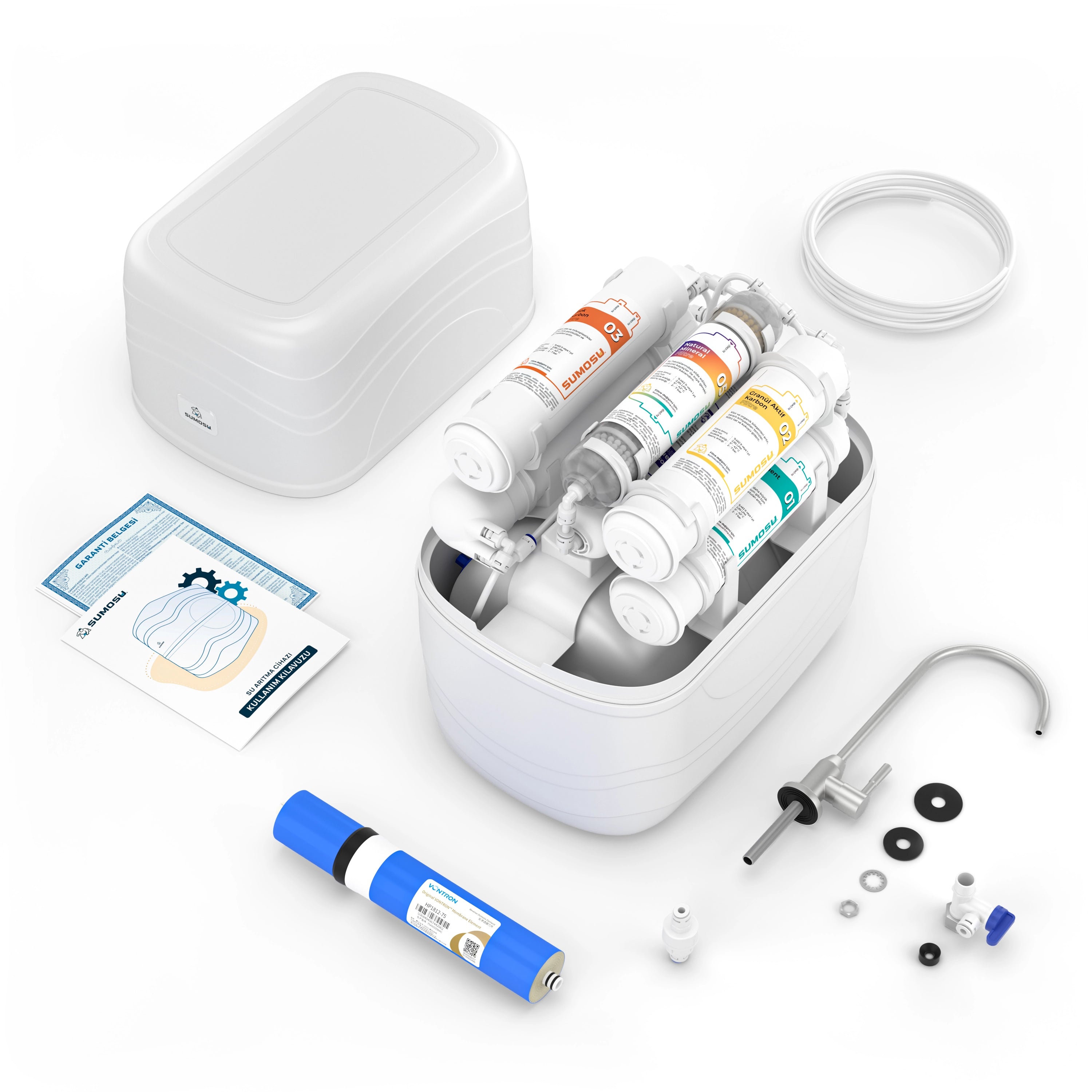 Sumosu Home Natural Su Arıtma Cihazı Kutu İçeriği - Beyaz #renk_beyaz