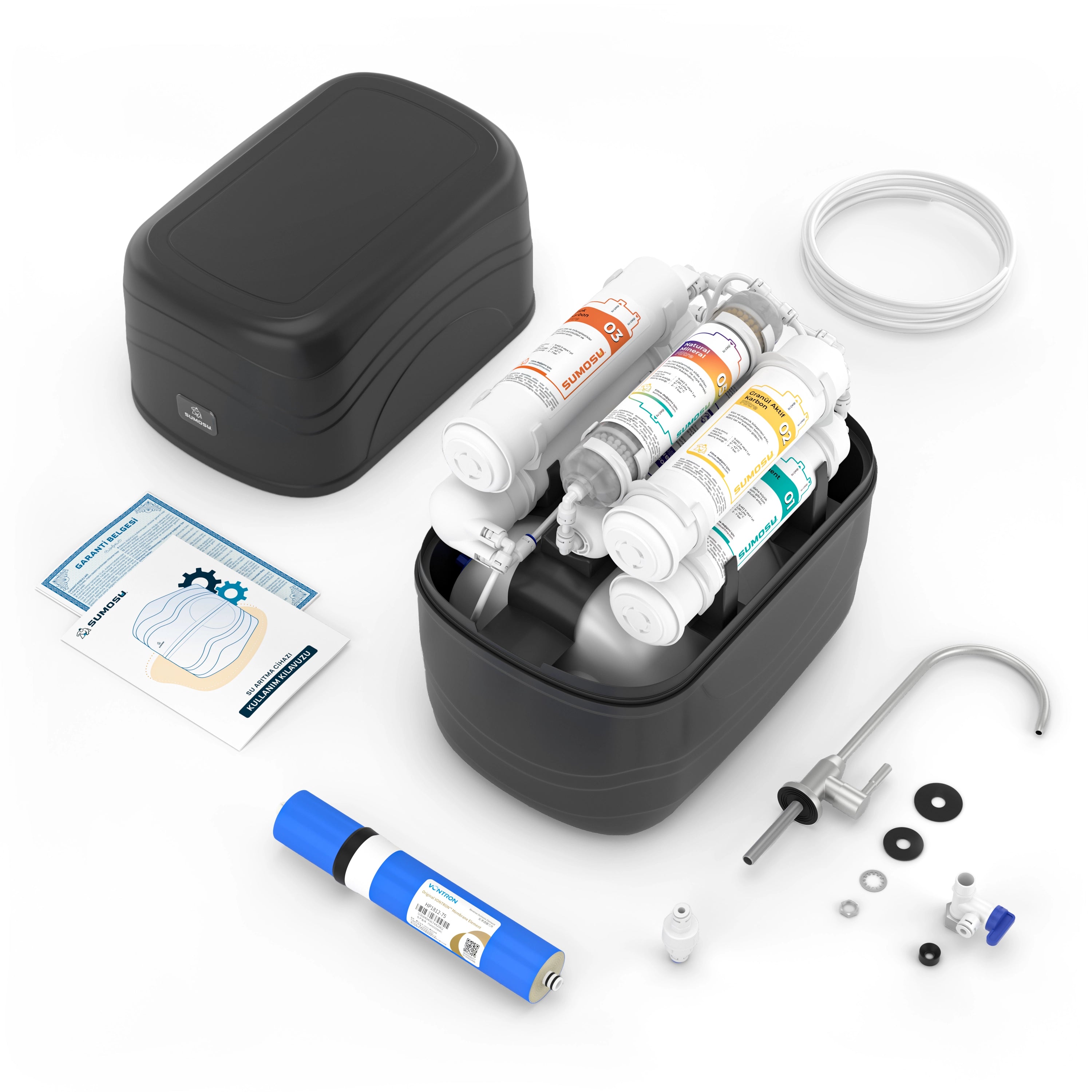 Sumosu Home Natural Su Arıtma Cihazı Kutu İçeriği - Siyah #renk_siyah